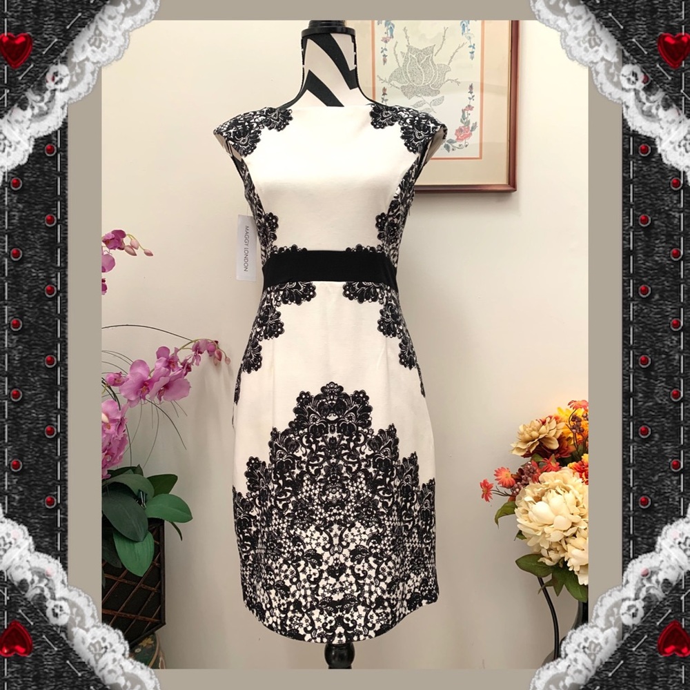 Maggy London Faux Lace Print Dress